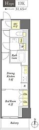 WORVE東京木場 1DKの間取図画像