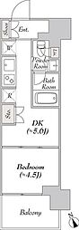 ウエリスアーバン水天宮前 1DKの間取図画像