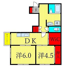 田辺ローヤルコーポ 2DKの間取図画像