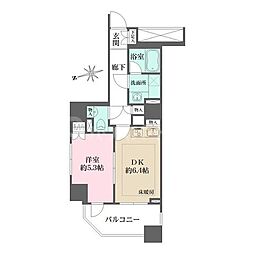 グランスイート明石町 1DKの間取図画像