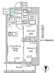 パークアクシス錦糸公園 2LDKの間取図画像