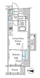 パークアクシス木場キャナルウエスト 1LDKの間取図画像