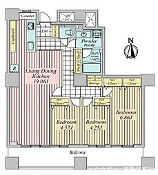 西戸山タワーホウムズノースタワー 3LDKの間取図画像