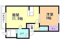シンシアジュード 1LDKの間取図画像