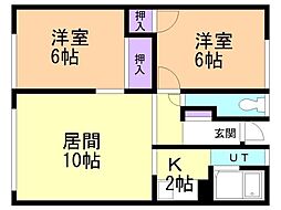 第2松葉マンション 2LDKの間取図画像