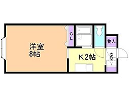 ヴィラコート富士 1Kの間取図画像