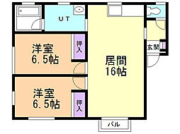 ピュアローズ3号館 2LDKの間取図画像