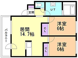 コンフォート寿 2LDKの間取図画像