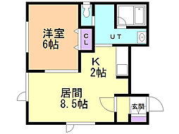 ラパン・ルージュ 1LDKの間取図画像