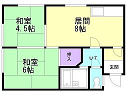 コーポマツNo.3 2LDKの間取図画像