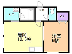 ラ・ルート 1LDKの間取図画像