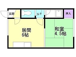 サクセス千歳 1DKの間取図画像