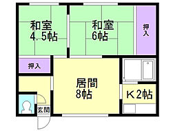 コーポ丸山No.2 2LDKの間取図画像