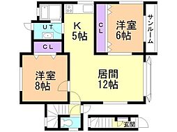 コーポさくら 2LDKの間取図画像
