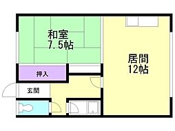 ミナミハイツ 1LDKの間取図画像