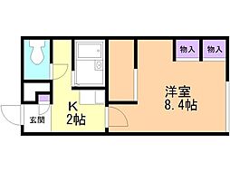 レオパレス道 1Kの間取図画像
