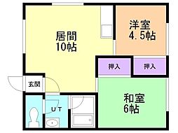 コーポほりうち1号 2LDKの間取図画像
