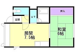 コムフォートハイツ 1DKの間取図画像