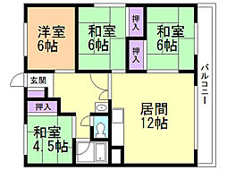 キャッスル富岡2号館 4LDKの間取図画像