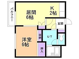 とちぎマンション 1LDKの間取図画像
