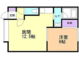 メゾンレーヴ 1LDKの間取図画像