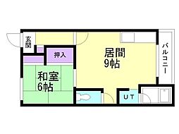 ドエル松陰1 1LDKの間取図画像