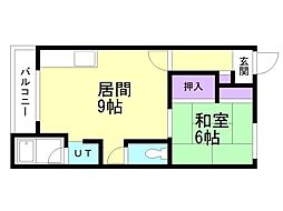 ドエル松陰1 1LDKの間取図画像