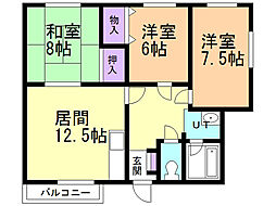 コーポリリー1号 3LDKの間取図画像