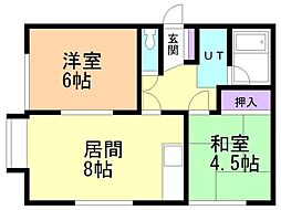 龍雲荘 2DKの間取図画像