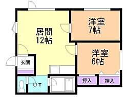 コーポ第1ダックス 2LDKの間取図画像