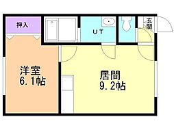 コーポ岡村 1LDKの間取図画像