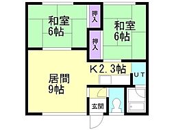 コーポサンシ2 2LDKの間取図画像