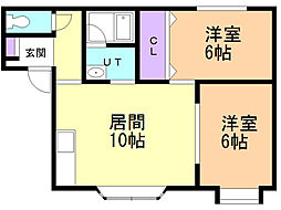 コーポハッピー 2LDKの間取図画像
