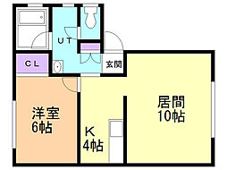 シェルピア2 1LDKの間取図画像