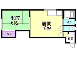 コーポアサヒ1 1LDKの間取図画像
