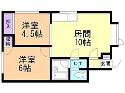 ハッピーハイム 2LDKの間取図画像