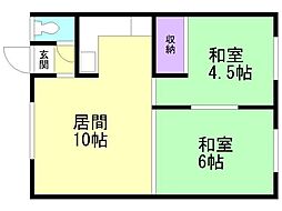 ひのき荘 2LDKの間取図画像