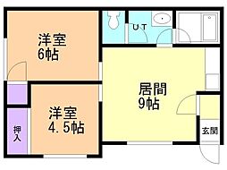 コンフレールユノカワ 2DKの間取図画像