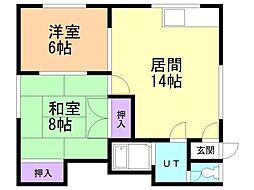 横山アパート 2LDKの間取図画像