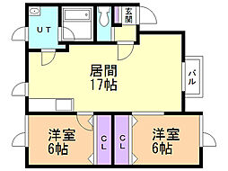 サクシードハウス3 2LDKの間取図画像