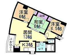 ドムス富岡2 3LDKの間取図画像