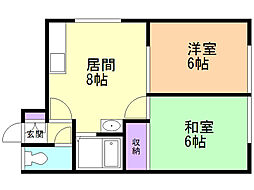 シティハイム 2DKの間取図画像