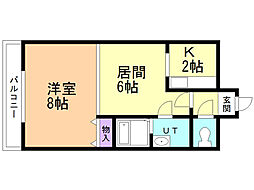 ロクゴーリーブル大森公園 1LDKの間取図画像