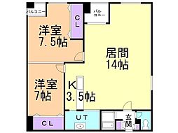 エムズ2 2LDKの間取図画像