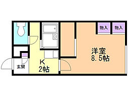 レオパレステツ弐番館 1Kの間取図画像