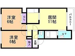 パートナーズハートF・J 2LDKの間取図画像
