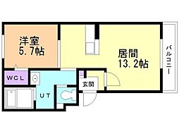メルソンリールドゥ 1LDKの間取図画像