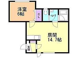 メゾンカイト2 1LDKの間取図画像