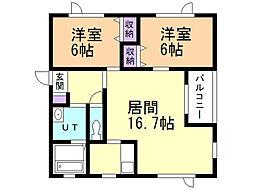 リヴェール深堀 2LDKの間取図画像