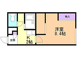 レオパレスバンフィー3 1Kの間取図画像
